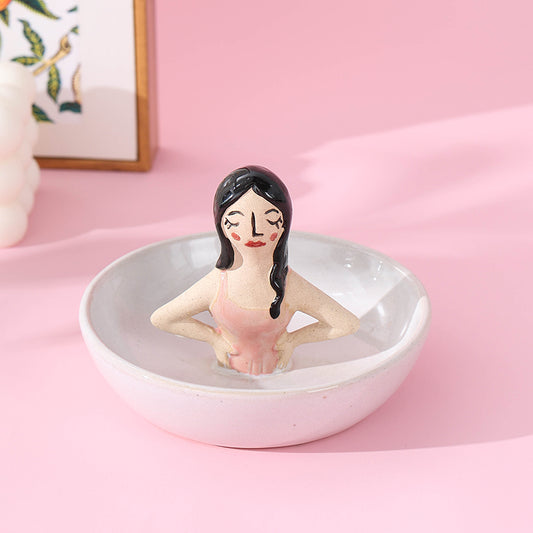 Ceramic jewellery tray new European jewelry storage tray creative ring earrings necklace jewelry decoration tray
