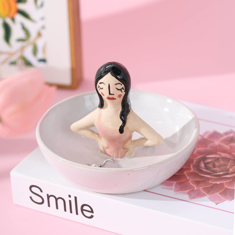 Ceramic jewellery tray new European jewelry storage tray creative ring earrings necklace jewelry decoration tray