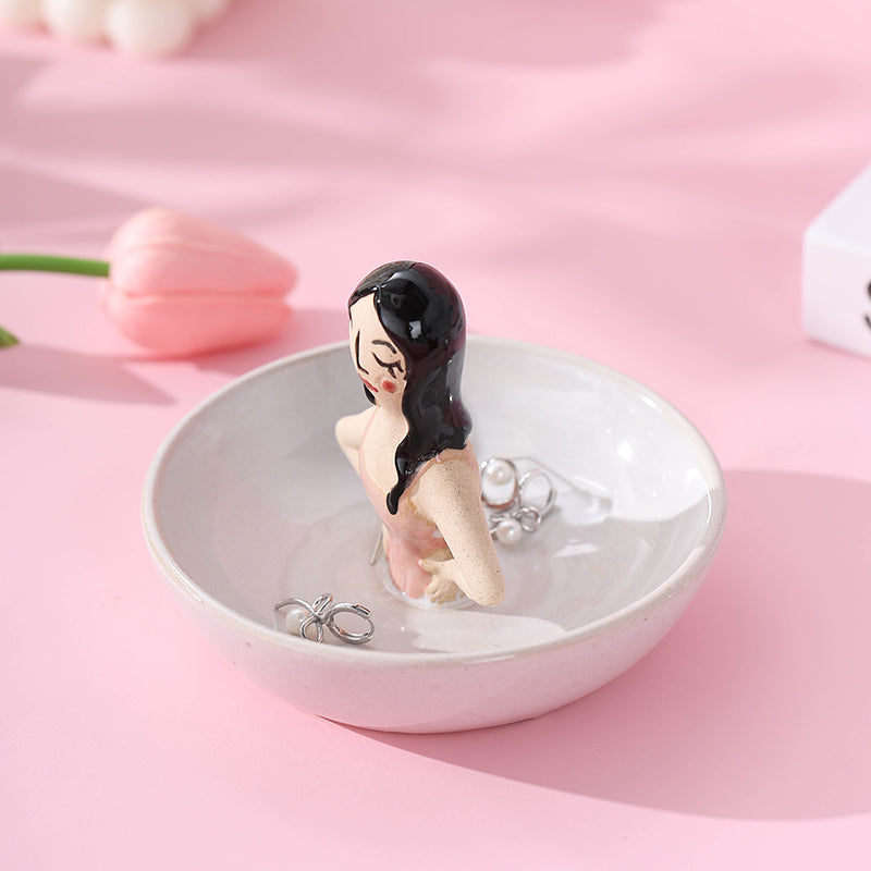 Ceramic jewellery tray new European jewelry storage tray creative ring earrings necklace jewelry decoration tray