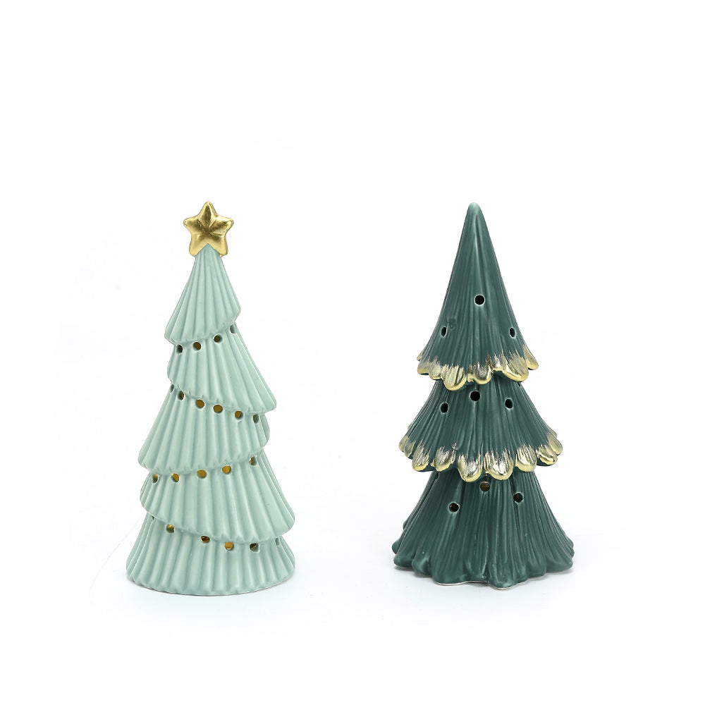 Custom Christmas Decoration Supplies Ceramic Xmas Tree With LED High quality LED Lighted Christmas tree decoration ceramic christmas tree