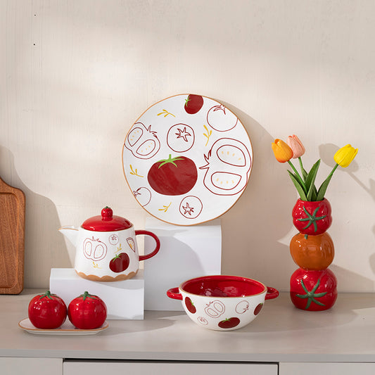 Tomato Pattern Ceramic Kitchen Utensils Ceramic Kitchenware Set Tableware Ceramic Tableware Set Collection Kitchenware Ceramic Speciality