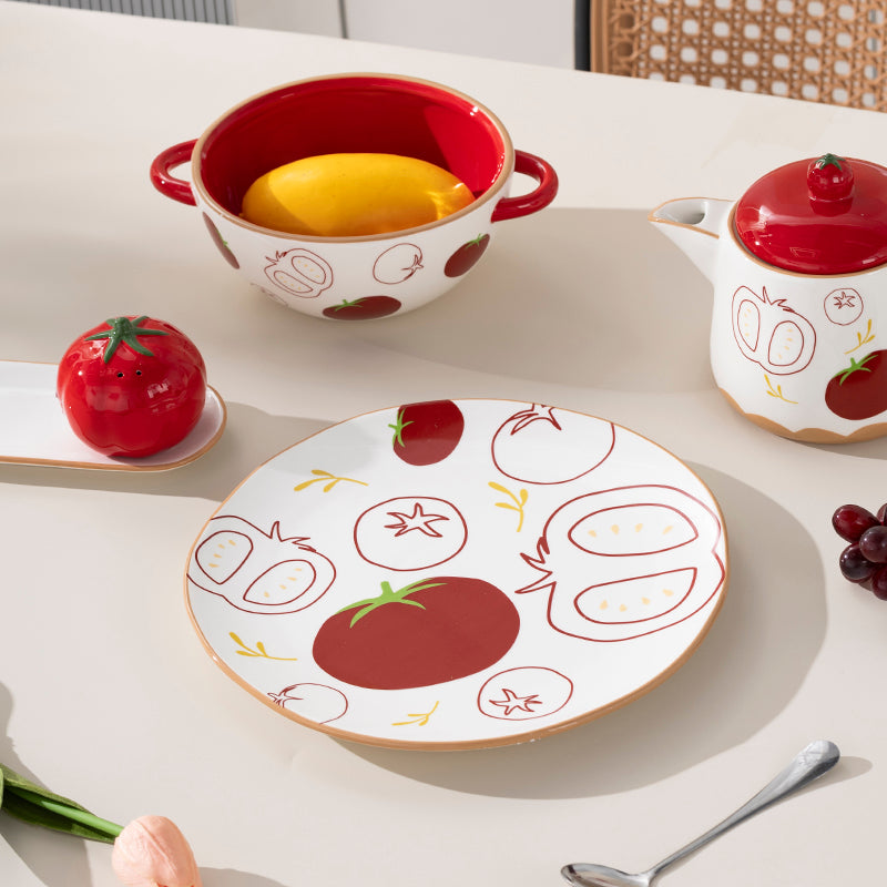 Tomato Pattern Ceramic Kitchen Utensils Ceramic Kitchenware Set Tableware Ceramic Tableware Set Collection Kitchenware Ceramic Speciality