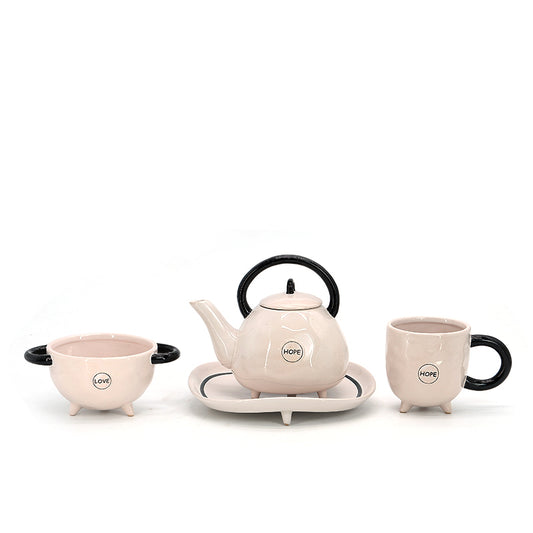 Popular 4 Piece Scandinavian Tableware Set Light Pink Tableware Plate Patterns Luxury Ceramic Tableware