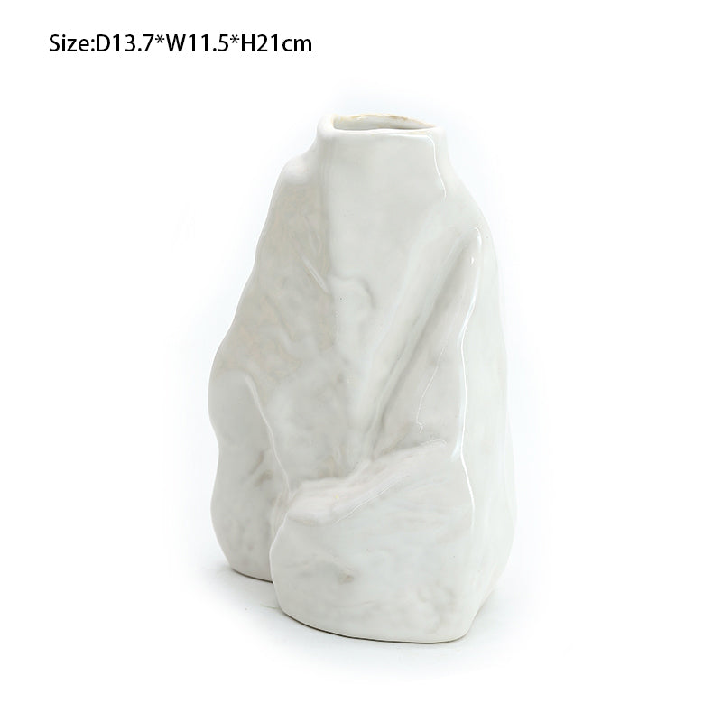 Nordic Luxury Creative Indoor Dining Table Vases Ornament Handmade Ceramic Flower Vase for Home Wedding Decor