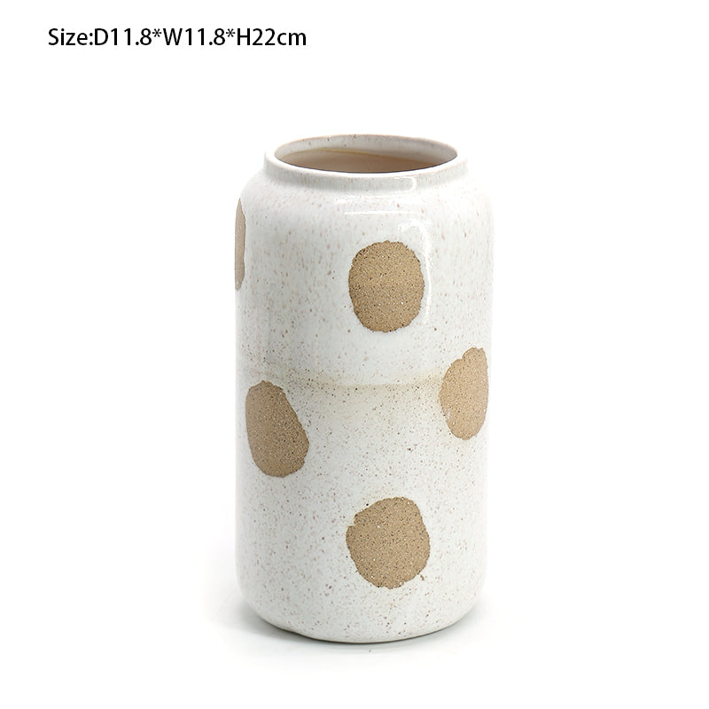 White Ceramic Boho Vase, Flower Vase for Pampas Grass, Nordic Minimalist Style, Modern Vase for Dining Room, Living Room, Wedding, Home, Entryway Decor