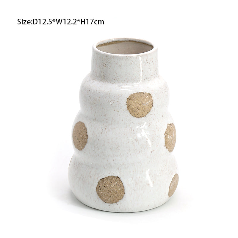 White Ceramic Boho Vase, Flower Vase for Pampas Grass, Nordic Minimalist Style, Modern Vase for Dining Room, Living Room, Wedding, Home, Entryway Decor