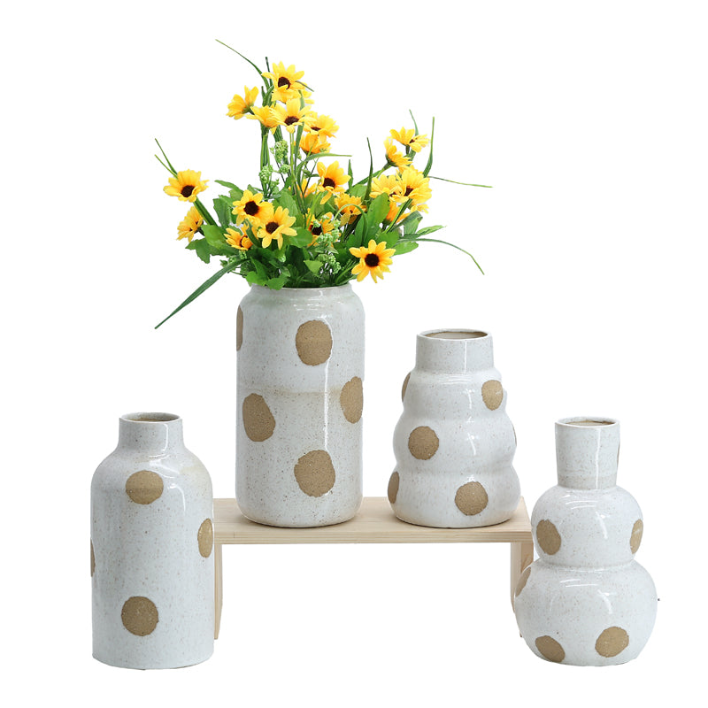 White Ceramic Boho Vase, Flower Vase for Pampas Grass, Nordic Minimalist Style, Modern Vase for Dining Room, Living Room, Wedding, Home, Entryway Decor
