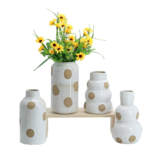 White Ceramic Boho Vase, Flower Vase for Pampas Grass, Nordic Minimalist Style, Modern Vase for Dining Room, Living Room, Wedding, Home, Entryway Decor