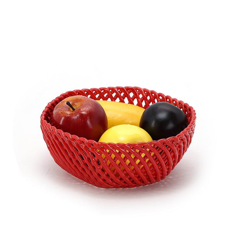 Ceramic woven fruit plate Ceramic Fruit Bowl for Kitchen Countertop, Large Fruit Basket for Dining Table Countertop, Woven Fruit Bowl for Home Decoration