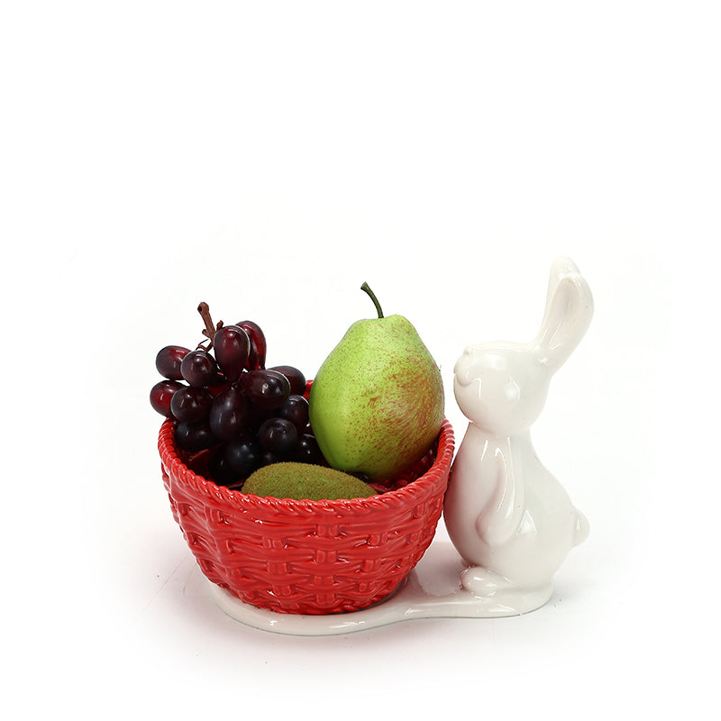 Ceramic woven fruit plate Ceramic Fruit Bowl for Kitchen Countertop, Large Fruit Basket for Dining Table Countertop, Woven Fruit Bowl for Home Decoration