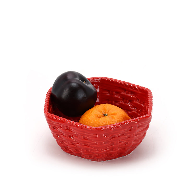Ceramic woven fruit plate Ceramic Fruit Bowl for Kitchen Countertop, Large Fruit Basket for Dining Table Countertop, Woven Fruit Bowl for Home Decoration