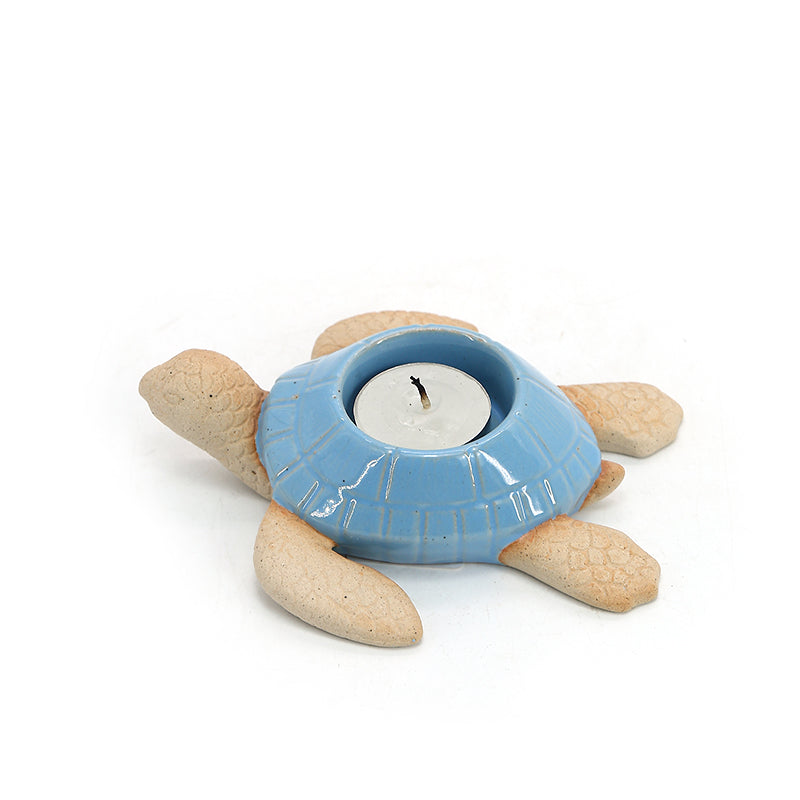 Ceramic Candle Holders Whale Nautical Candle Holders Decor: Set of 2 Hand-Painted Ocean Beach Themed Tealight Candle Holder Distressed, Rustic Coastal Home Decorations for Bathroom, Bedroom, Kitchen, Grey Blue