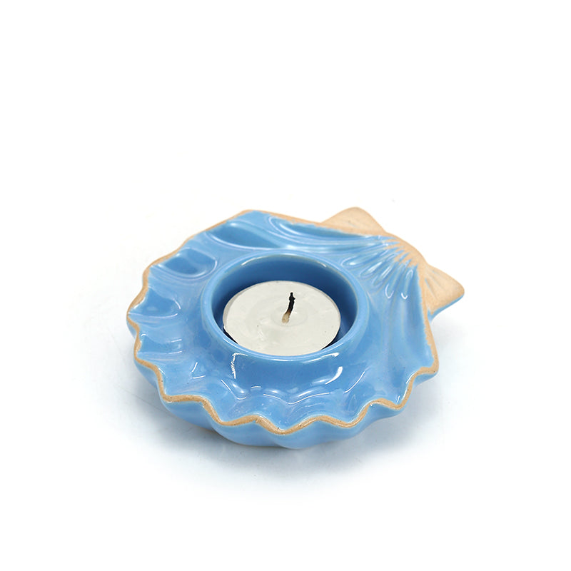 Ceramic Candle Holders Whale Nautical Candle Holders Decor: Set of 2 Hand-Painted Ocean Beach Themed Tealight Candle Holder Distressed, Rustic Coastal Home Decorations for Bathroom, Bedroom, Kitchen, Grey Blue