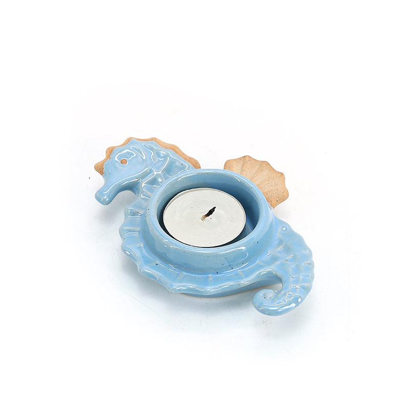 Ceramic Candle Holders Whale Nautical Candle Holders Decor: Set of 2 Hand-Painted Ocean Beach Themed Tealight Candle Holder Distressed, Rustic Coastal Home Decorations for Bathroom, Bedroom, Kitchen, Grey Blue