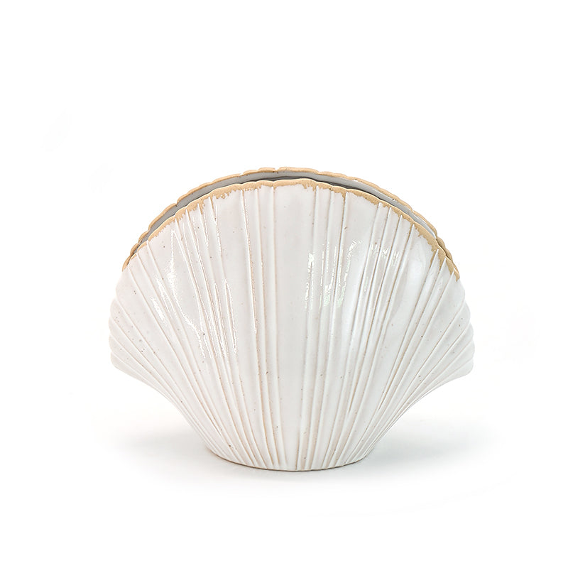 Modern Shell Ceramic Vase- Glossy Finish Decorative vase, Coral Boho Vase for Home Decor Aesthetic, Shelf Decor, Coffee Table, Entryway, Mantle