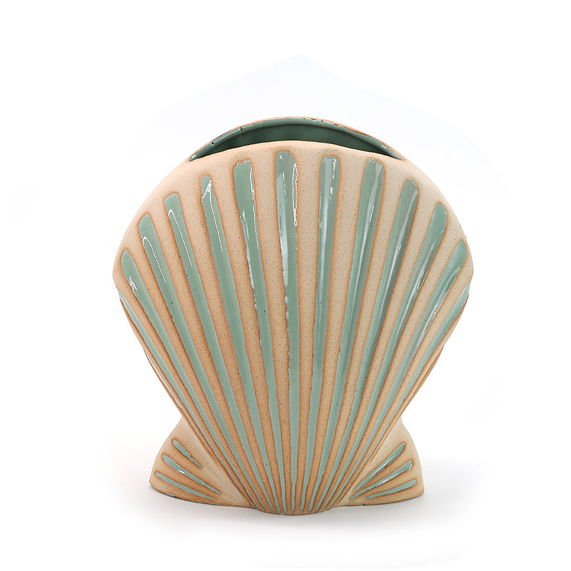 Modern Shell Ceramic Vase- Glossy Finish Decorative vase, Coral Boho Vase for Home Decor Aesthetic, Shelf Decor, Coffee Table, Entryway, Mantle