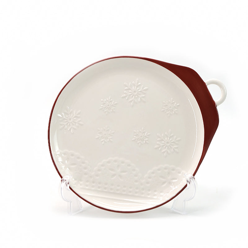 Ceramic tableware set 2024 New Design Custom Hand Painted Christmas Bowl Dish Tray Plate Set Ceramic Christmas Dinnerware Set