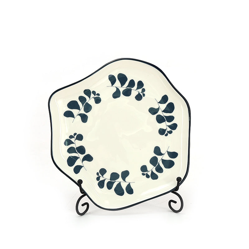 japanese retro creative blue flower pottery household ceramic dinner set dinnerware deep plate