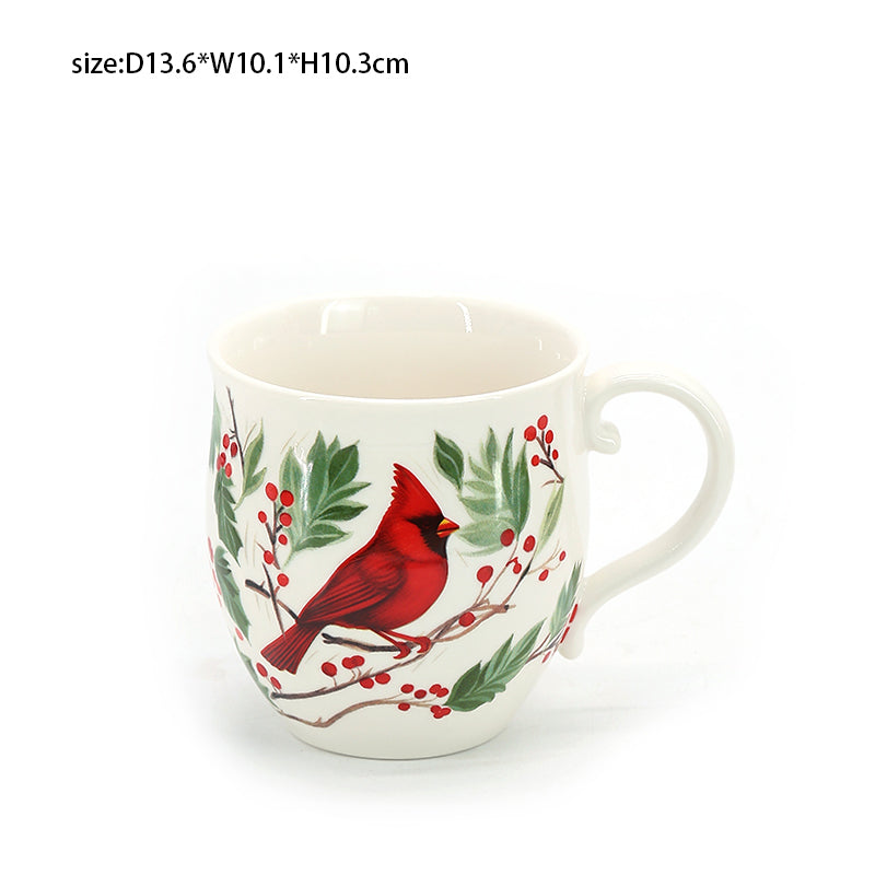 Red Bird Kitchenware Series Red Bird Ceramic Bowl  Cookie Candy Jar  Plate Tea Pot Mug  Custom Dinner Ware Set for Christmas  Festival Gifts Store