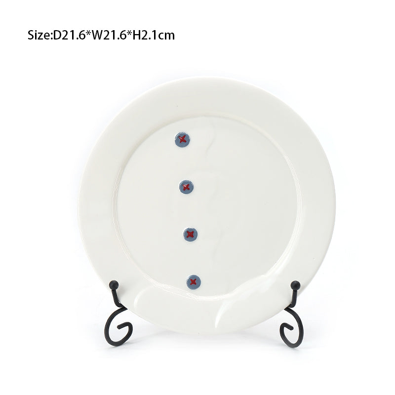 Cartoon 3D  Button Series Ceramic Tableware Ceramic Teacup Tableware Sets Ceramic Plate Ceramic Bowl Tableware