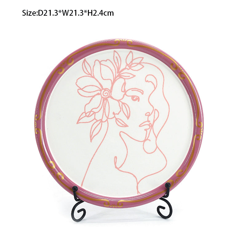Popular Tableware Sets Scandinavian Plates Bowls Cups Ceramic Sets Tableware Popular Tableware Sets Scandinavian Plates Bowls Cups Ceramic Sets Tableware White Pink Series Marriage European and American
