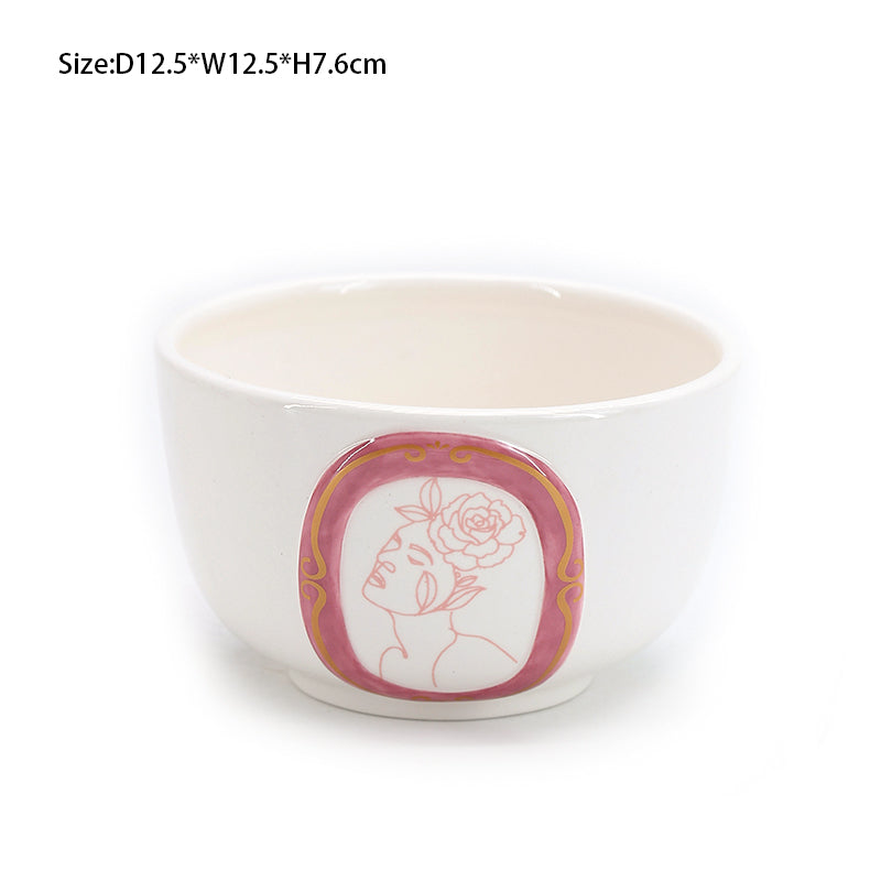 Popular Tableware Sets Scandinavian Plates Bowls Cups Ceramic Sets Tableware Popular Tableware Sets Scandinavian Plates Bowls Cups Ceramic Sets Tableware White Pink Series Marriage European and American