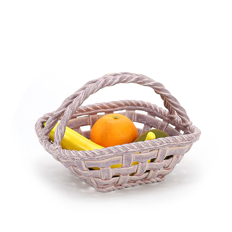 Handmade custom design fruit and vegetable basket woven ceramic storage basket for bread