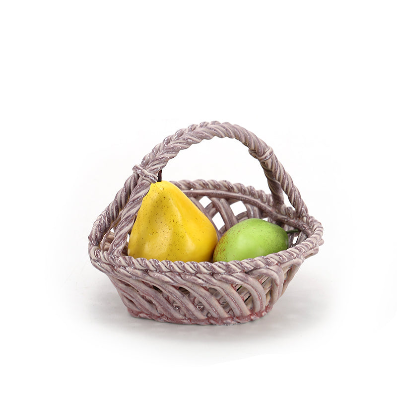 Handmade custom design fruit and vegetable basket woven ceramic storage basket for bread