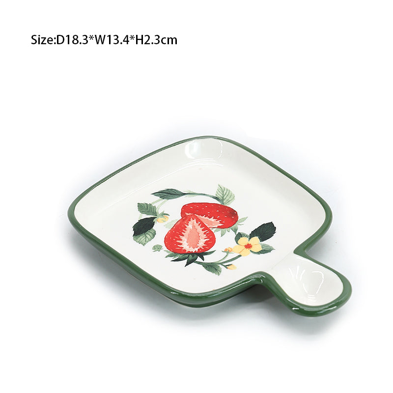 Retro Strawberry Pattern Ceramic Dinner Plate Steak Plate Salad Plate Dessert Plate