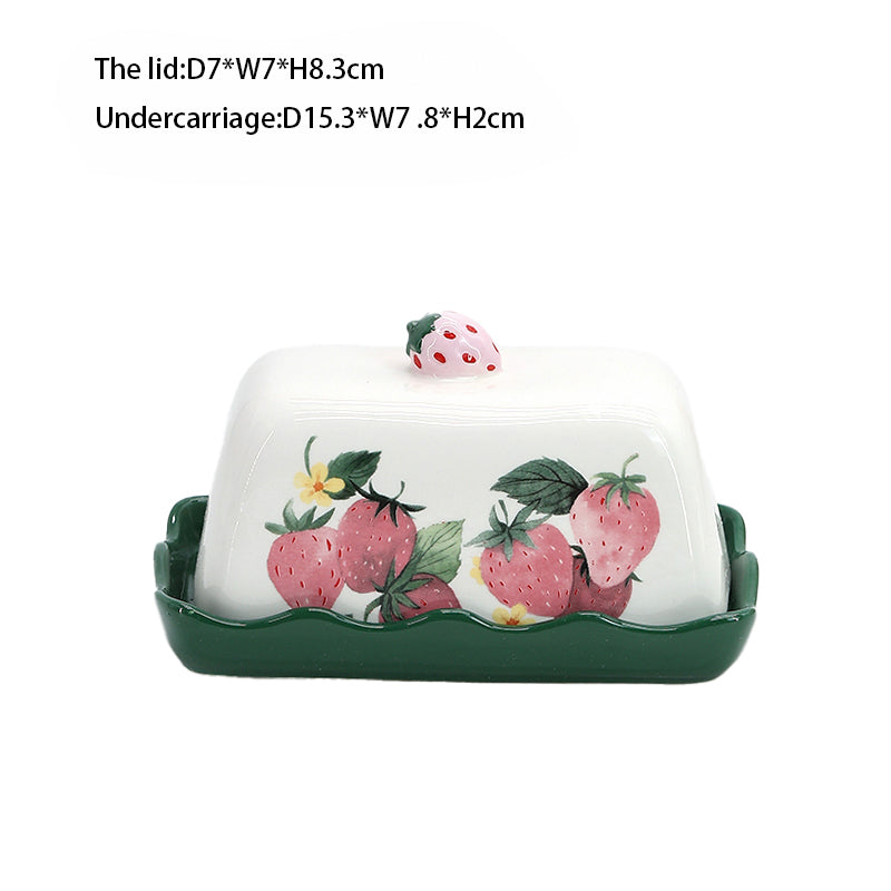 Retro Strawberry Pattern Ceramic Dinner Plate Steak Plate Salad Plate Dessert Plate