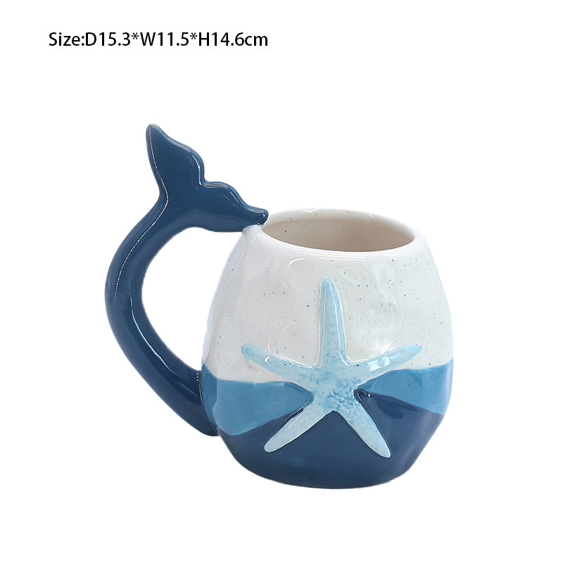 Cartoon Ocean Hand Painted Whale Mug Ceramic Mug  3d Animal Mug Kitchen Tableware Customised Coffee Mugs
