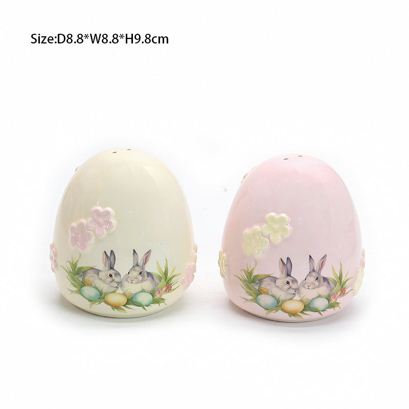Fashion Style Cute Egg-shaped Embossed Rabbit Art Ceramic Plate Ceramic Plate Colourful Cartoon Latest Purple Rabbit Ceramic Tableware Set
