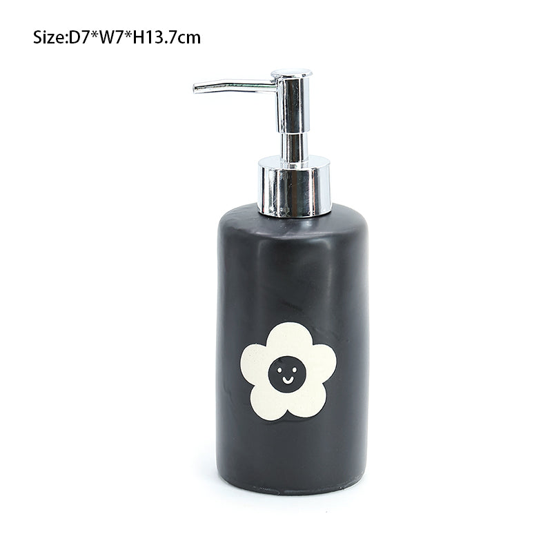 Modern European Style Black White Flower Matte Home Bathroom 4 Piece Set (Total 4 Pieces) Luxury Bathroom Products Hotel Supplies