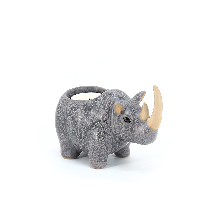 Rhino Plant Box Dark Mini Ceramic Planter Cute Animal Succulent Planter Decoration