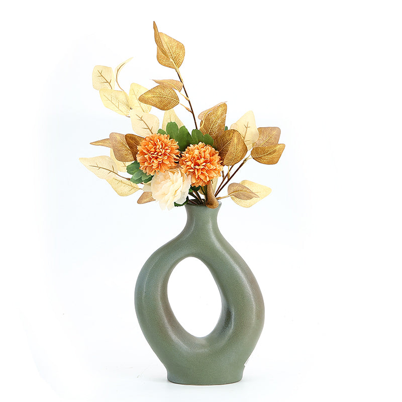 Best selling simple circle porcelain vases tabletop decor ceramic flower vase for home decoration