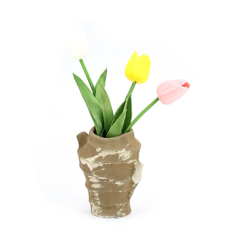 High quality customizable art crinkly design flower arrangement vase unique home decoration ceramic vase