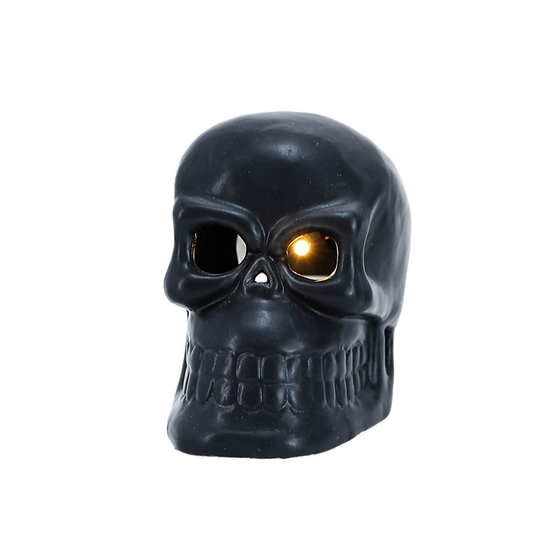 Halloween Ornaments Ceramic White Figurine Holiday Decoration Porcelain Desktop Statue LED Lights