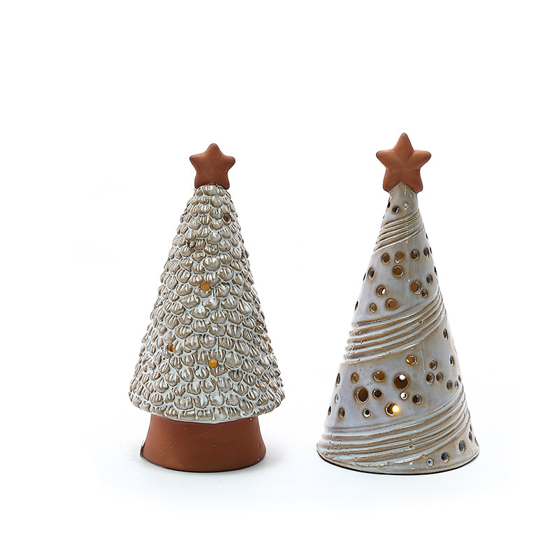 Ceramic lamp crafts Christmas tree LED small lights