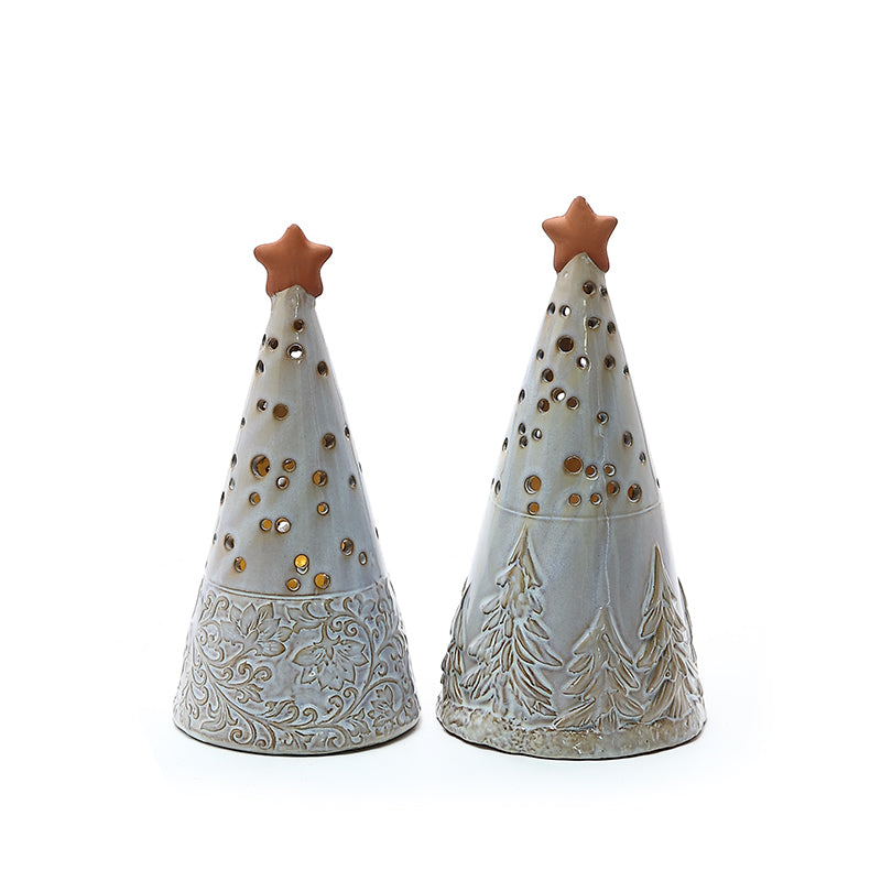 Ceramic lamp crafts Christmas tree LED small lights