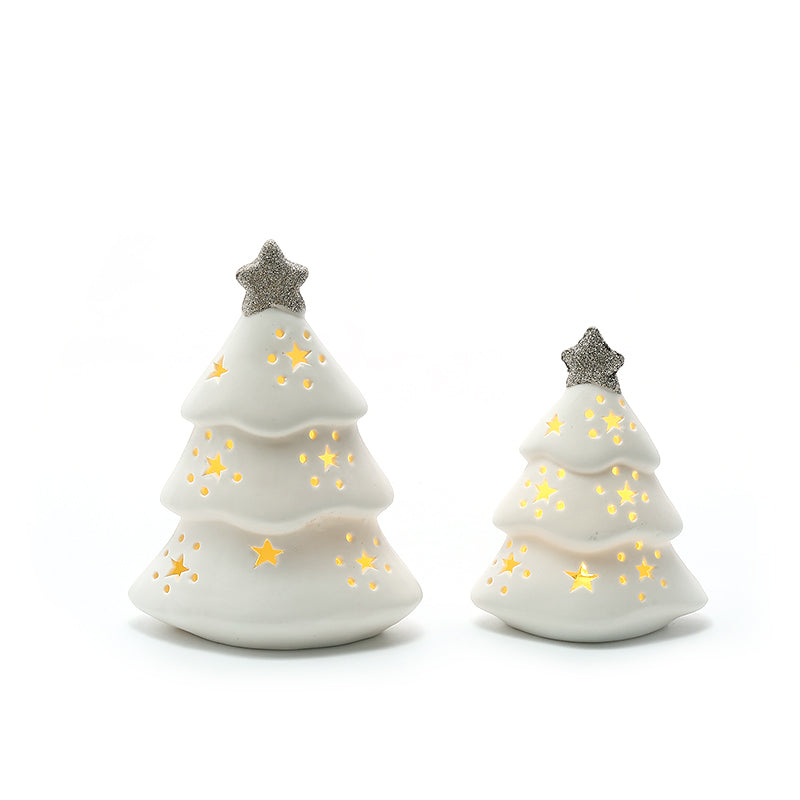 Ceramic lamp crafts Christmas tree LED small lights